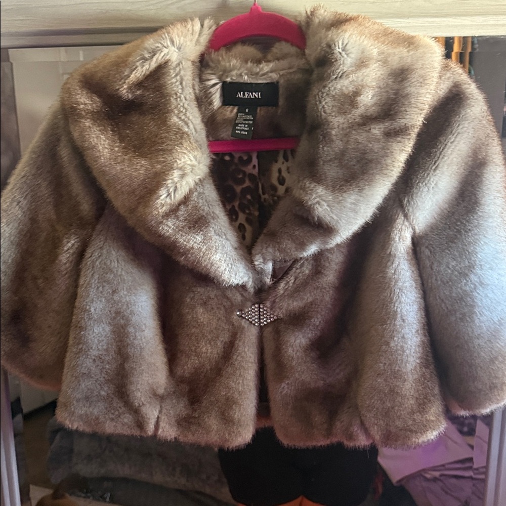 Alfani Brown Faux Fur Jacket